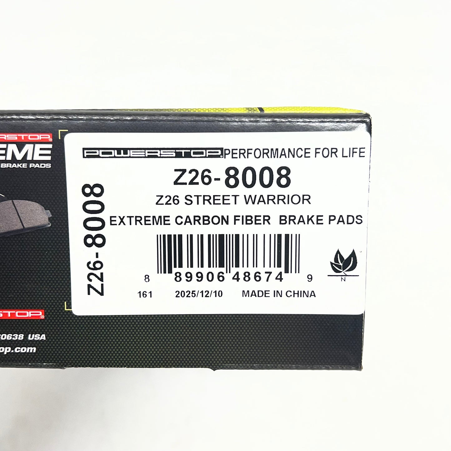 POWER STOP Street Performance Carbon Fiber Ceramic Brake Pads Z26-8008