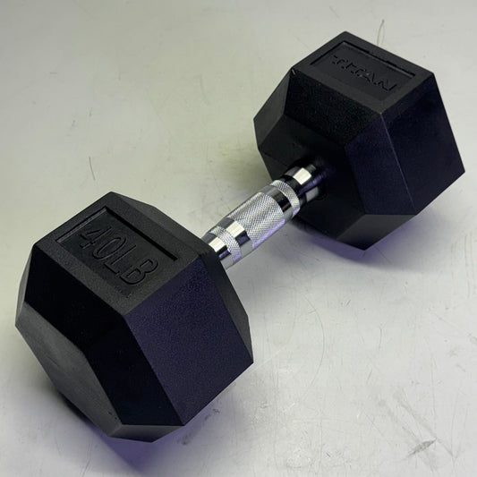 TITAN FITNESS (2 PACK) Black Rubber Coated Hex Dumbbell Single 40lb HEXDBB_40