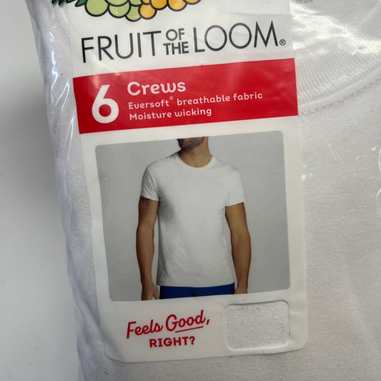ZA@ FRUIT OF THE LOOM (6 PACK) Classic Fit Crew Neck T-shirts Men's Sz XL White 6P2828
