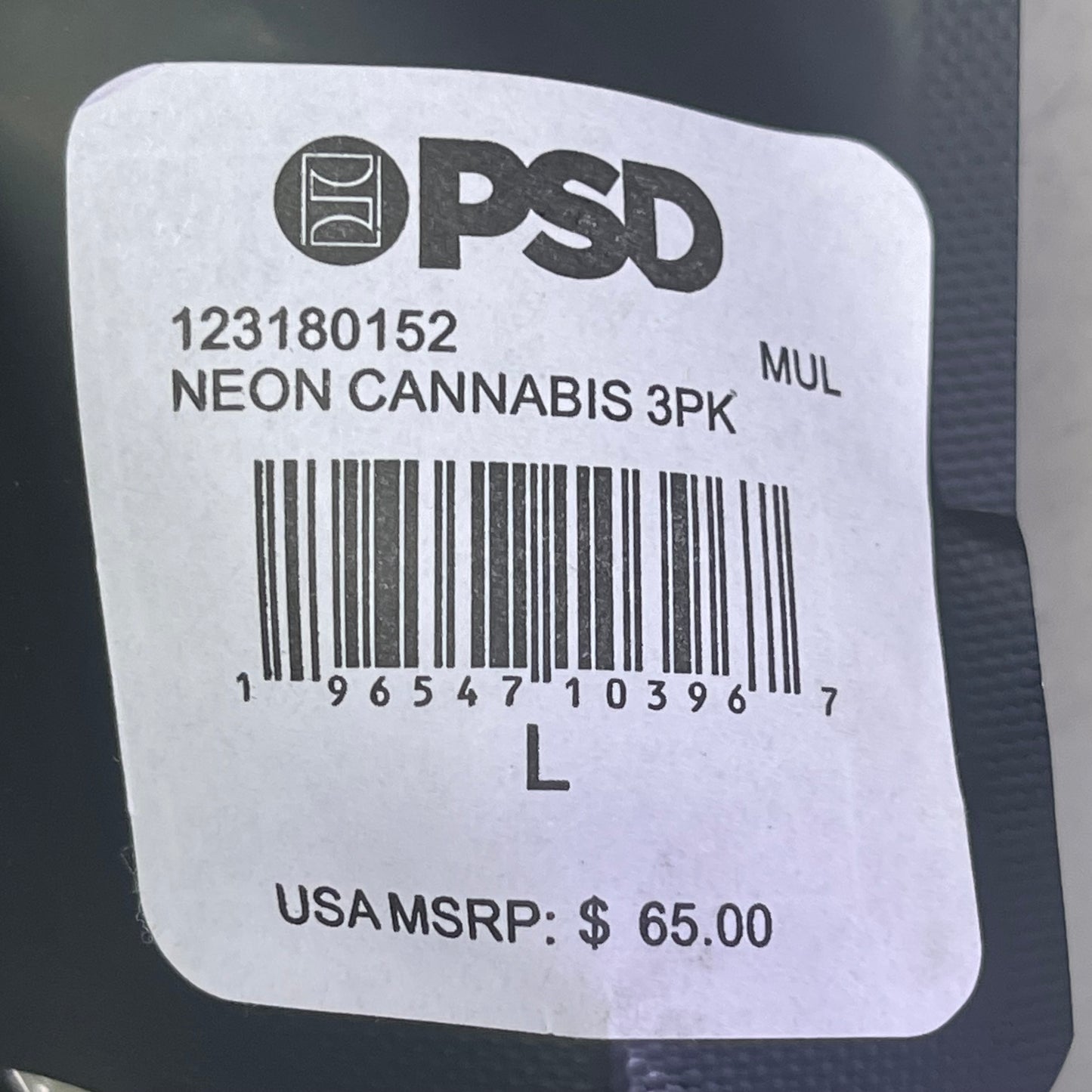 PSD (3 PACK) Neon Cannabis Men's Boxer Briefs Large NEON CANNABIS