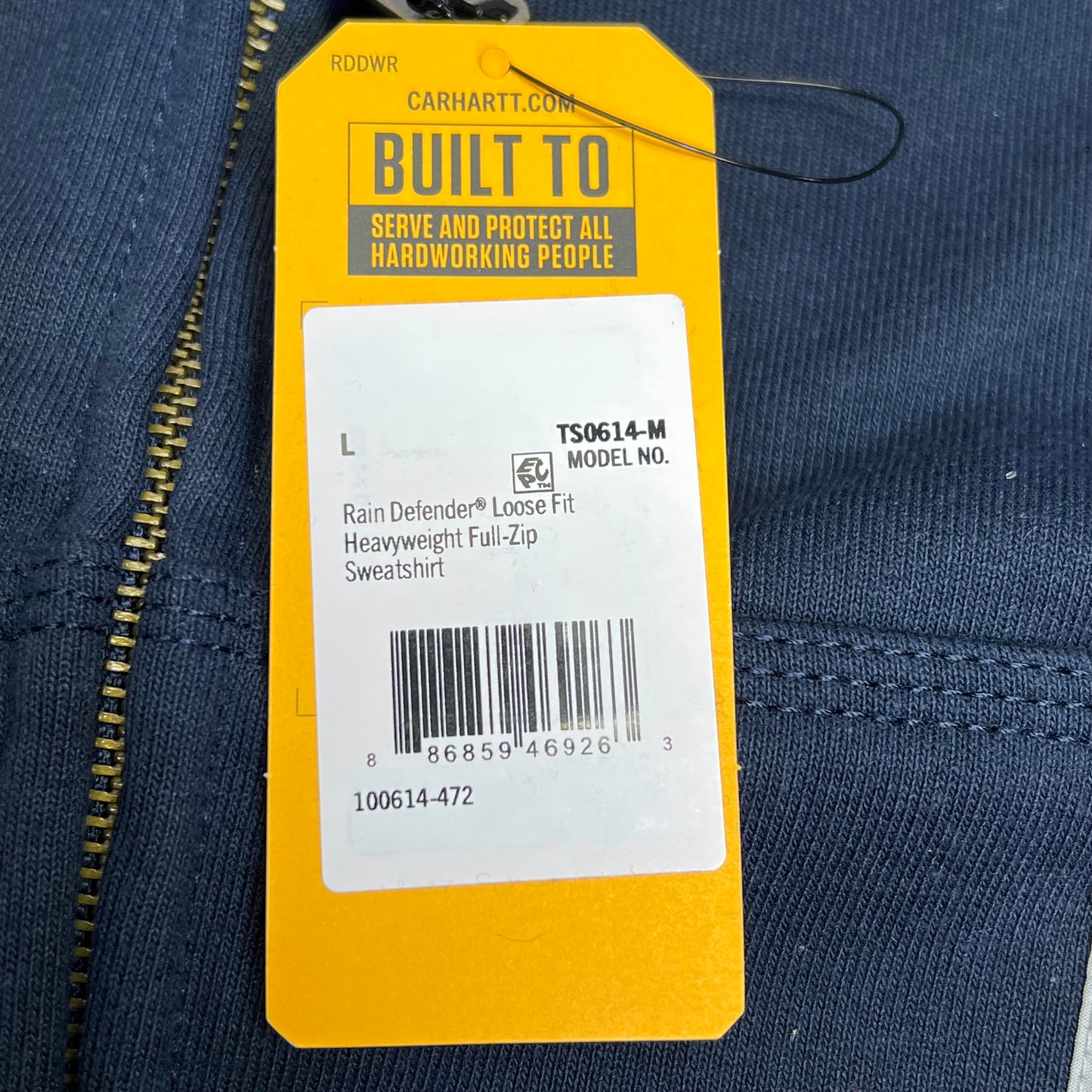 CARHARTT Rain Defender Paxton Full-Zip Sweatshirt Men's Sz L Navy Blue TS0614