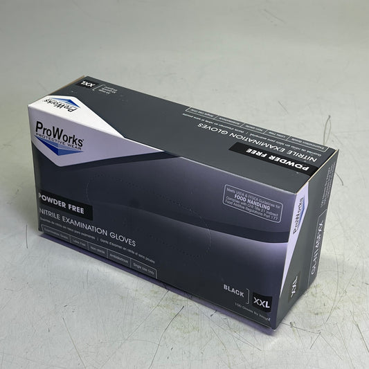 PROWORKS (2 PACK, 200 GLOVES) Powder Free Nitrile Examination Gloves XXL Black
