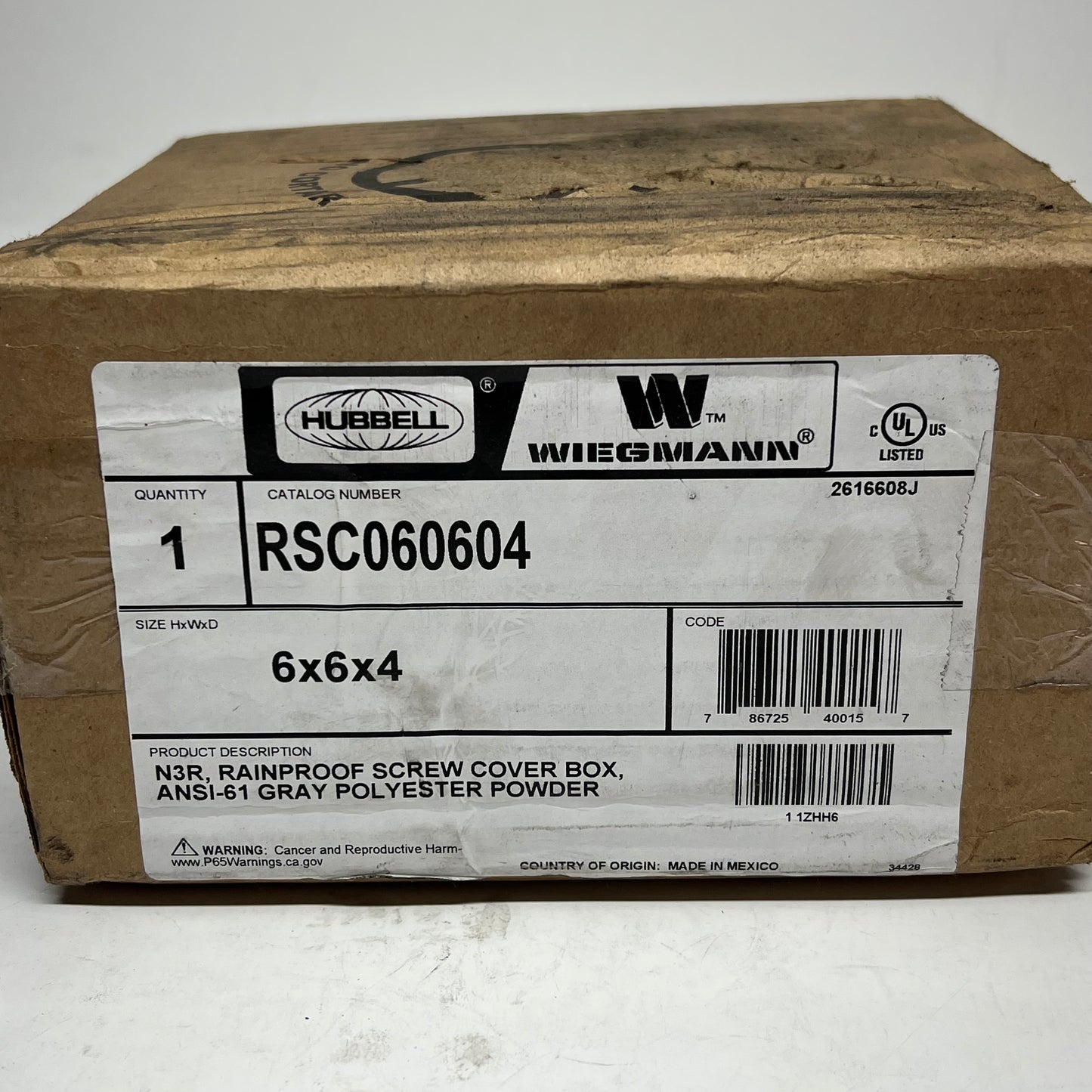 HUBBELL Wiegmann N3R Screw Cvr Wall Mount Carbon Steel 6x6x4 RSC060604 (As-Is)