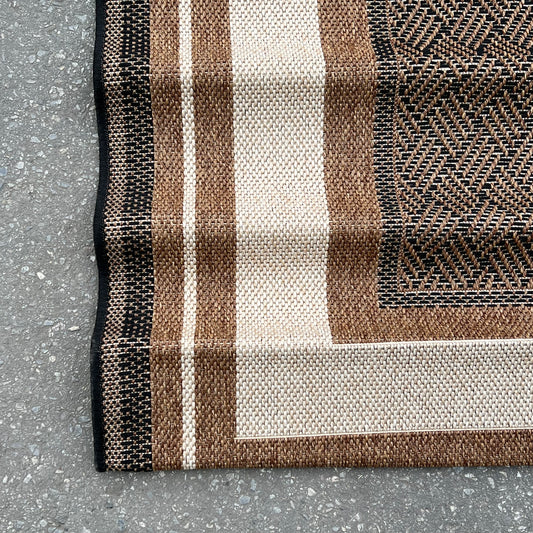 ZA@ GERTMENIAN Outdoor Woven Rug 7' x 10' Tyler Chestnut Sand Black 1766397 G19023