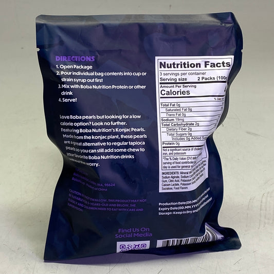 BOBA NUTRITION Konjac Pearls Jelly Balls 10.5 oz BB 11/25