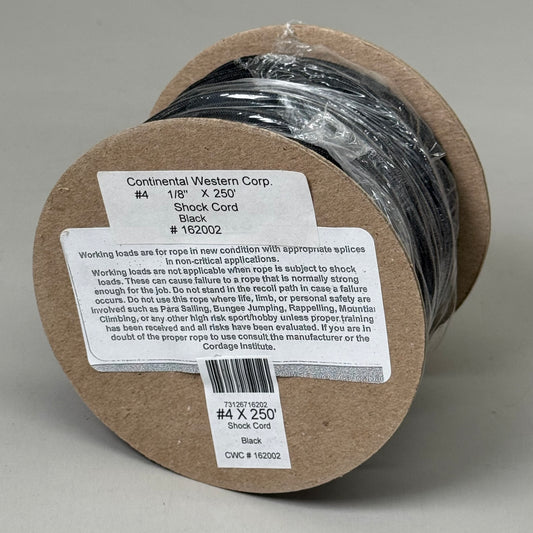 CWC (2 PACK) Rubber Shock Cord Filament Rubber - 1/8" x 250' Black 162002