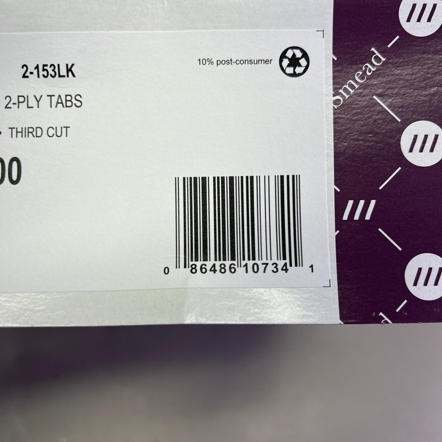 SMEAD (100 PACK) Reinforced Tab File Folders Letter Sz 1/3 Cut Kraft 10734