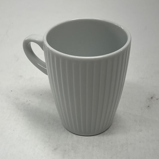 PILLIVUYT (8 PACK) Porcelain Mugs France Made Engraved Stripes 3" x 4" White