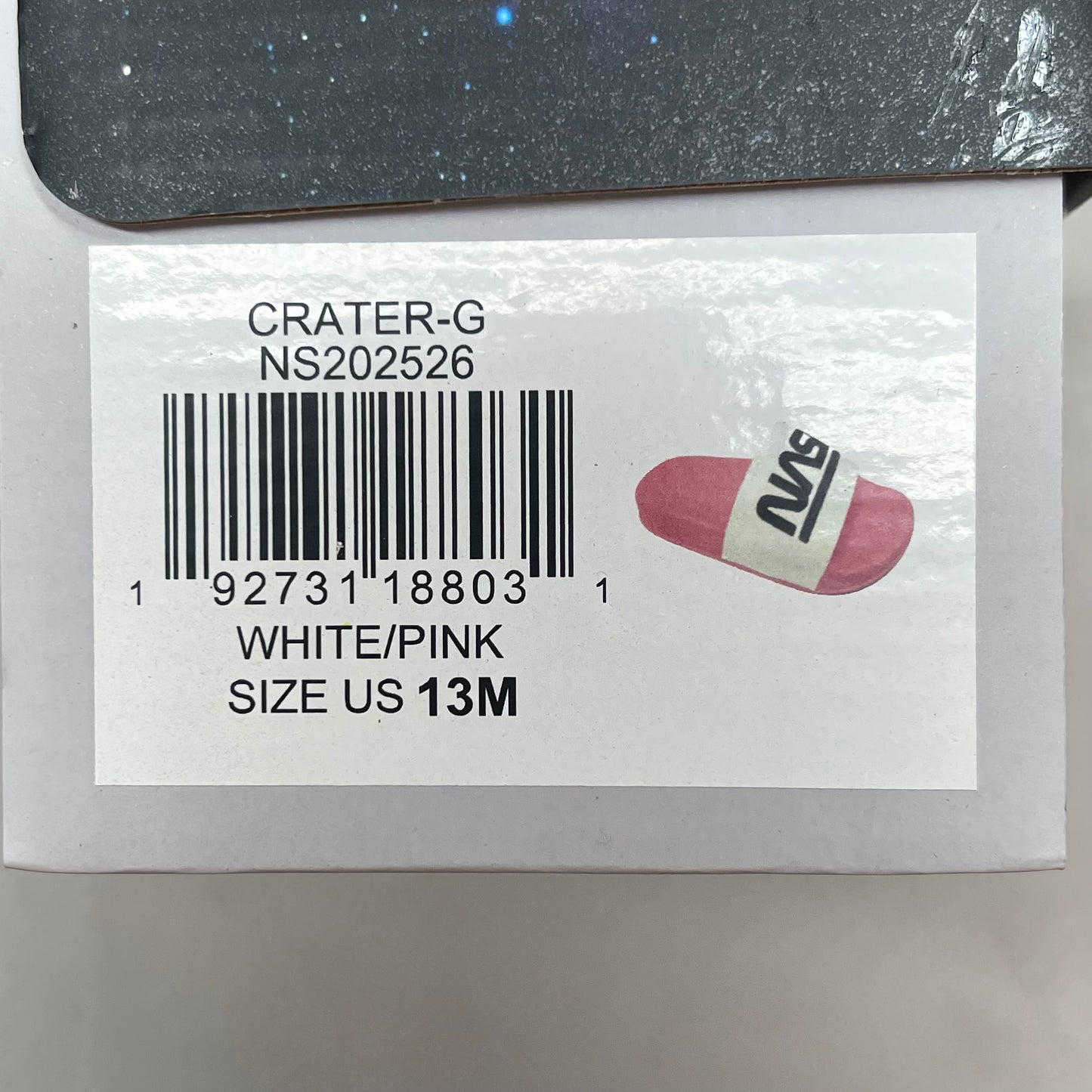 NASA Lightweight Slip-On Crater-G Sandal Slide Girl's Sz 13M Pink/White NS202526