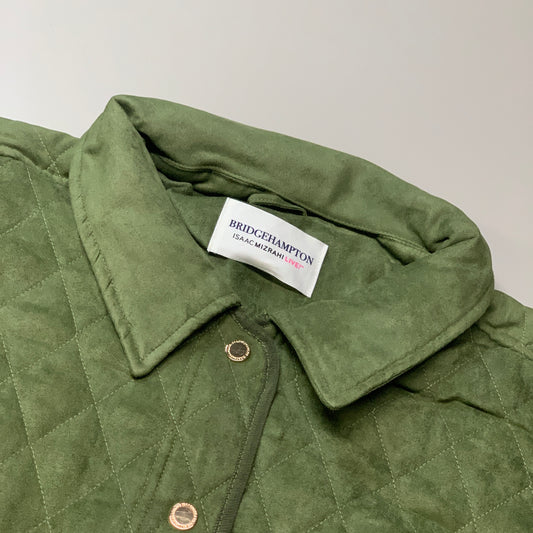 BRIDGE HAMPTON ISSAC MIZRAHI LIVE! Faux Suede Coat Full Snap Up Basil Size 1X