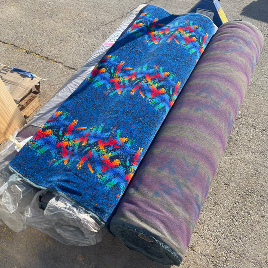 ZA@ Pallet of MIXED Fabric/carpet Roll 61” Wide Blue (AS-IS) B