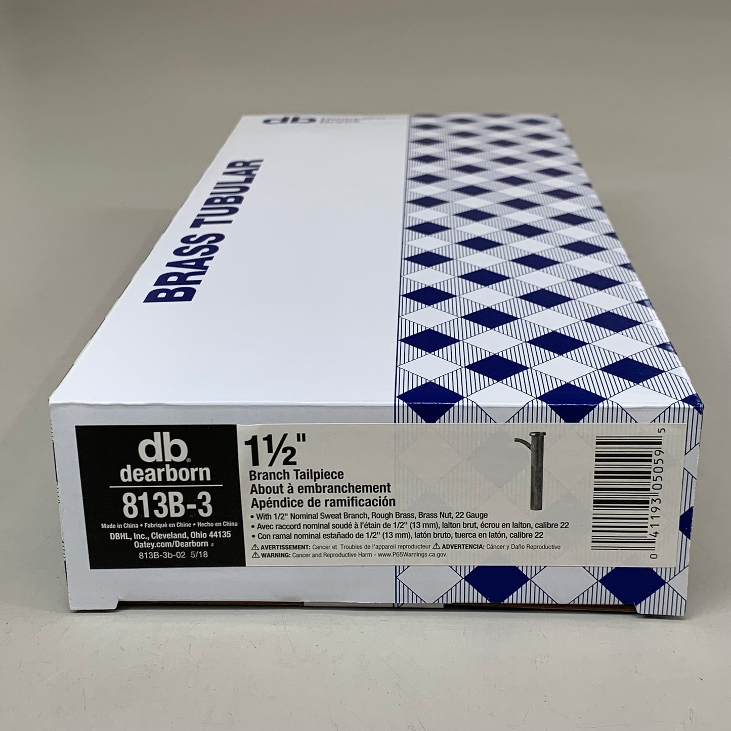 DEARBORN Dishwasher Tailpiece W/ Brass Nut 1 1/2" Sweat Branch Brass 813B-3