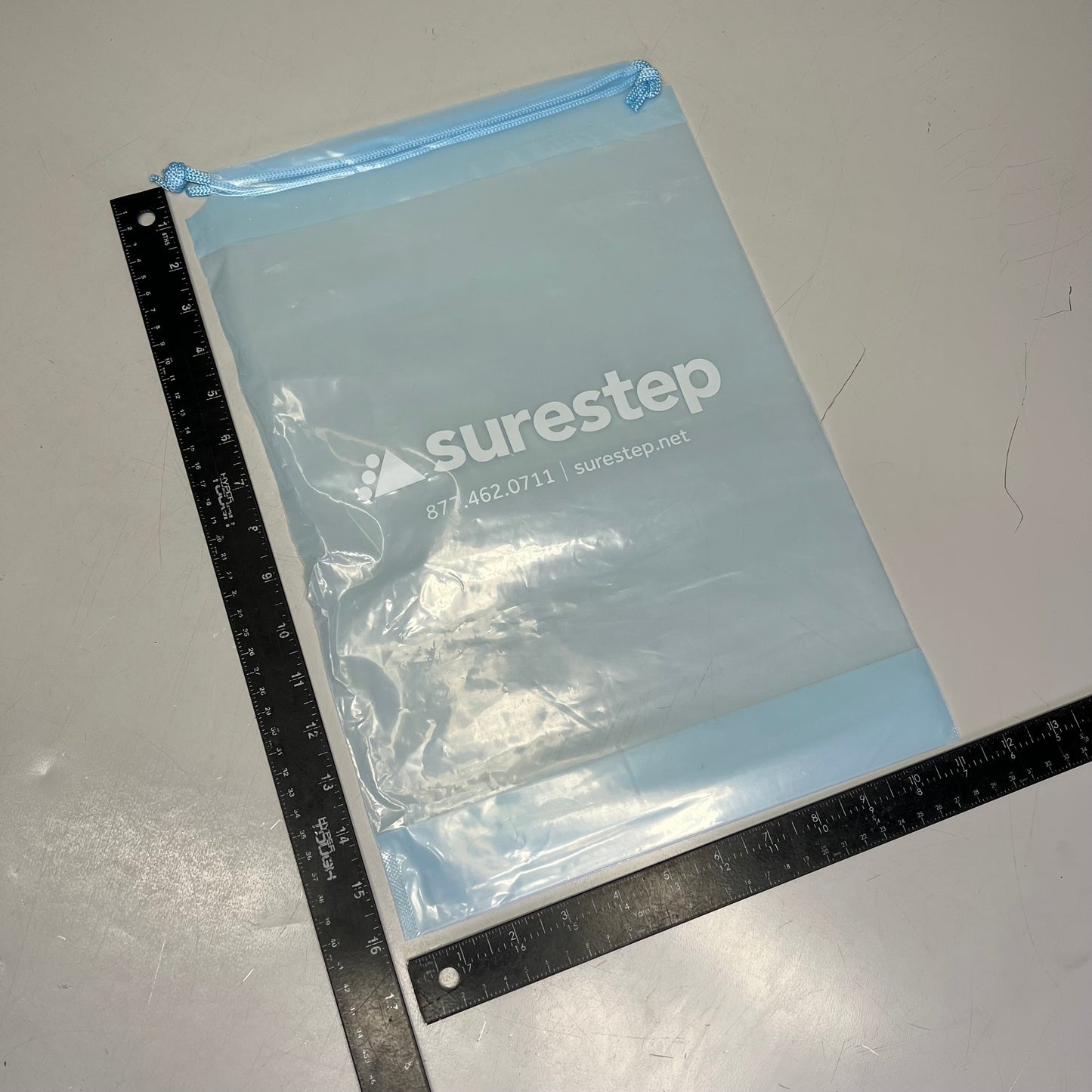 ZA@ SURESTEP (50 PACK) Company Plastic Drawstring Bags 16.5"x11" Baby Blue