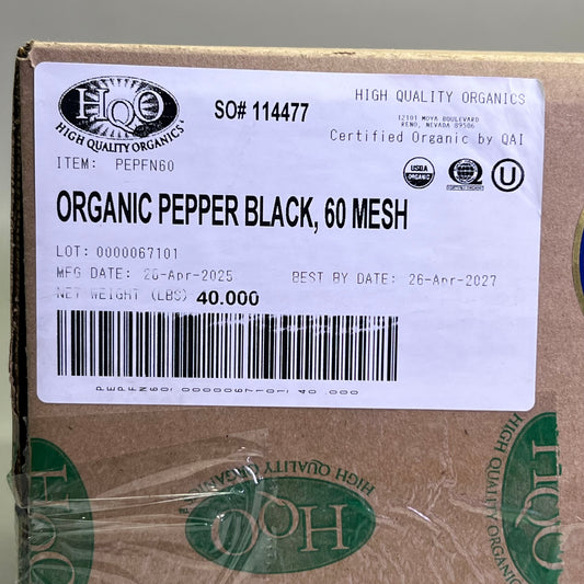 HQO (40 POUNDS) Organic Pepper Black, 60 Mesh BB 04/27