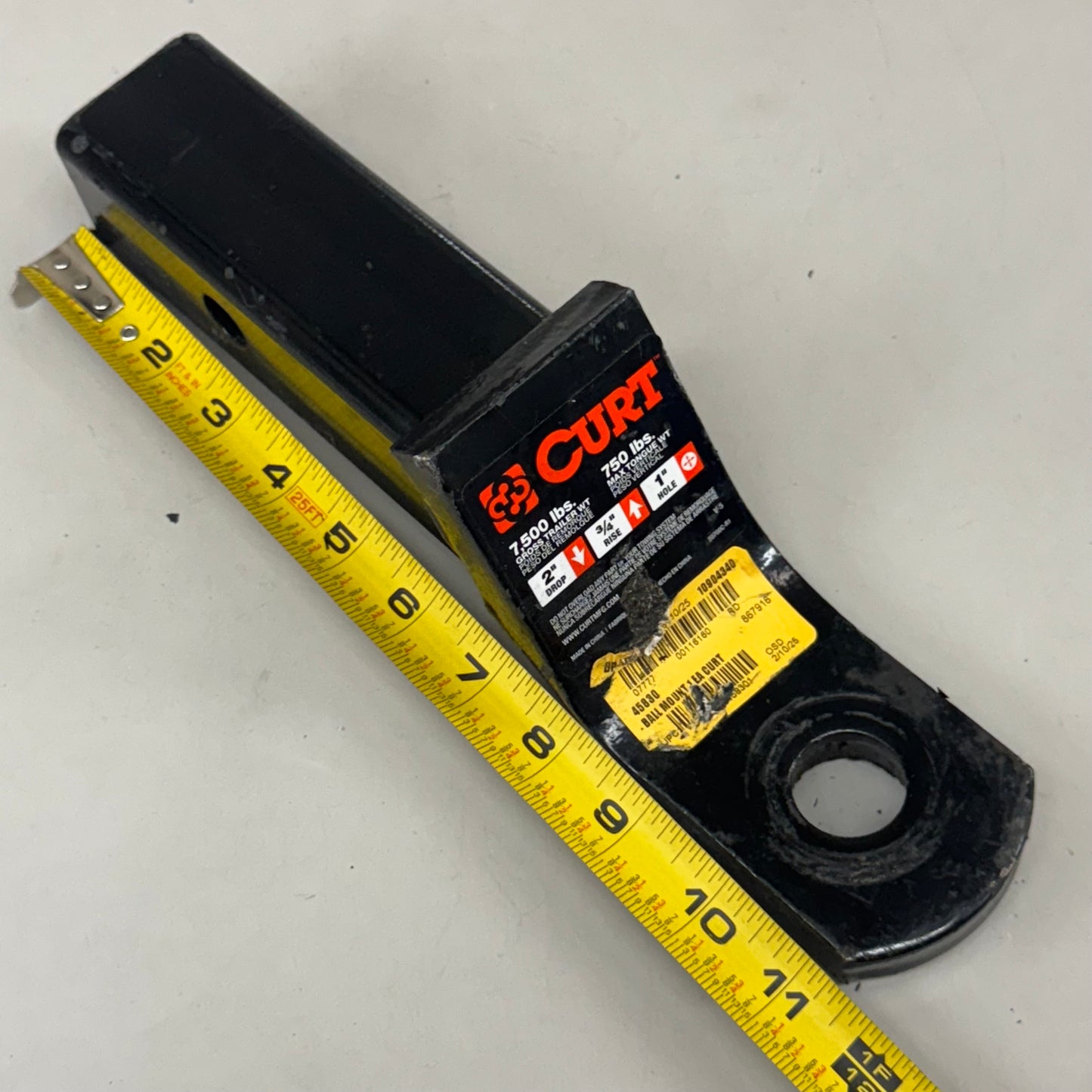 CURT Ball Mount Hitch Steel Shank No Ball 12" Overall Length Black 50700C-R1 (As-Is See Images)