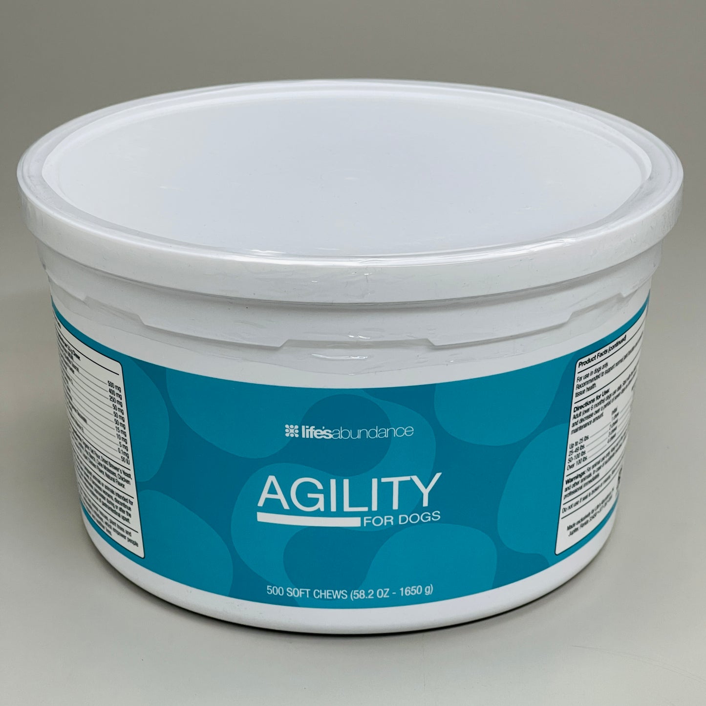 ZA@ LIFE'S ABUNDANCE Agility for Dogs Soft Chews 500 Chews 58.2 oz - 1650 g BB 11/25 C