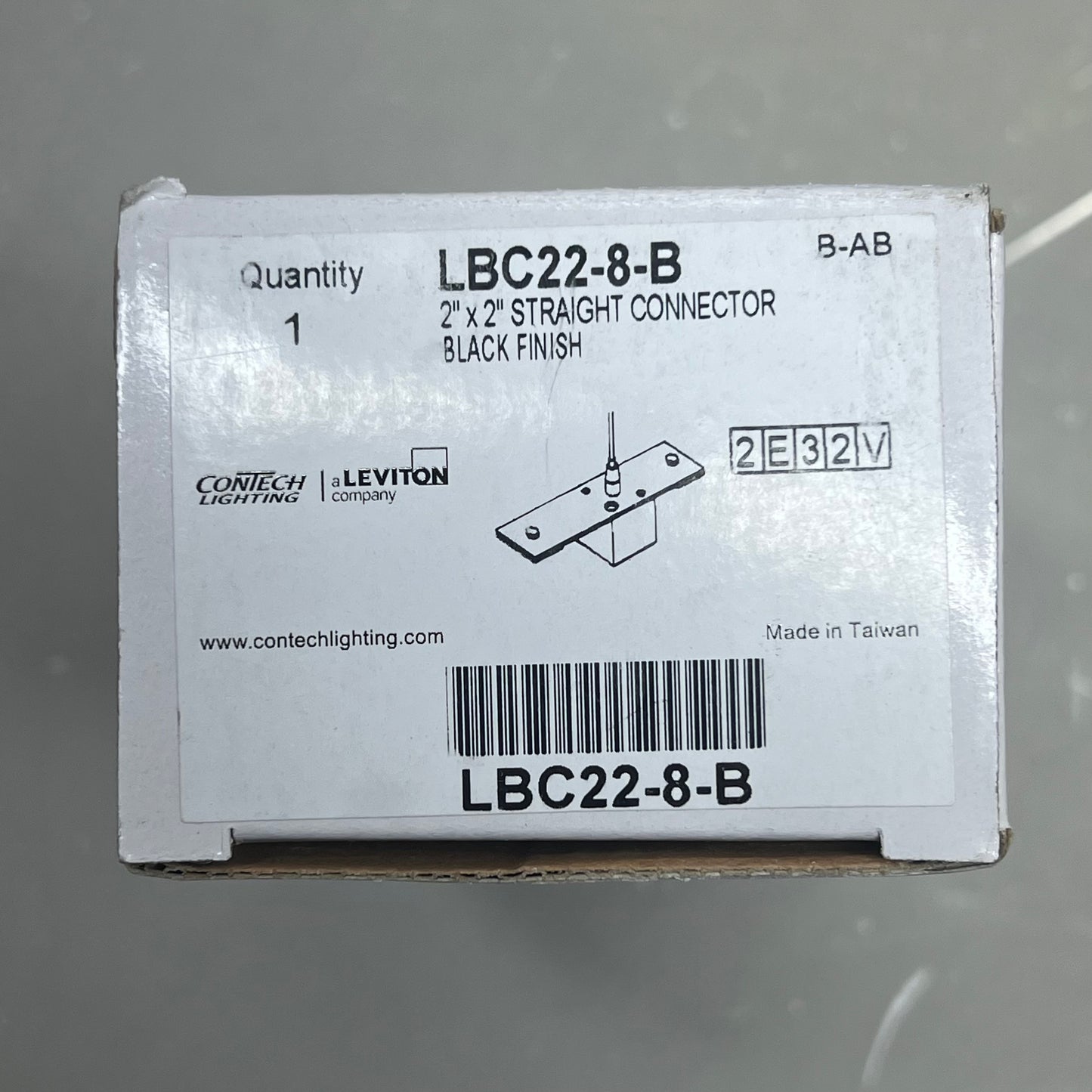 CONTECH (2 PACK) Straight Connector Track Lighting 2"x2" Black Finish LBC22-8-B