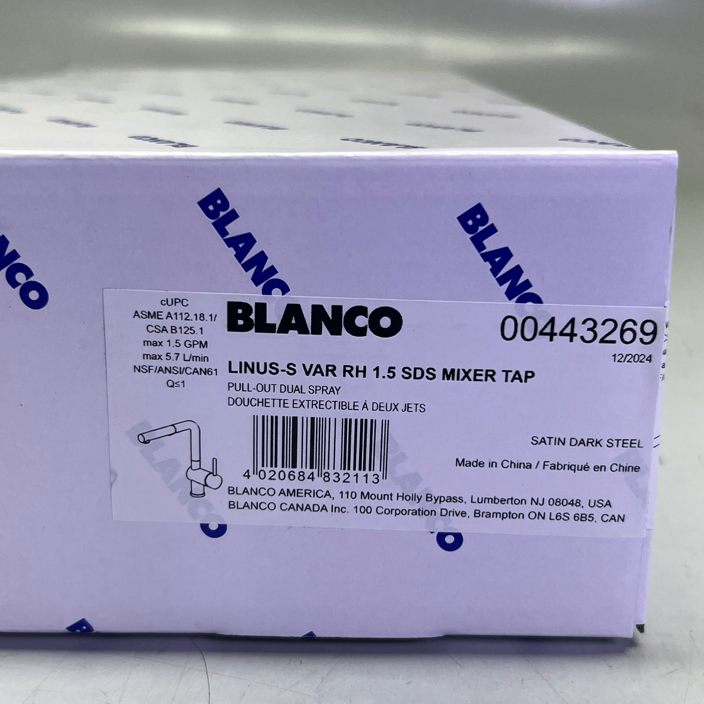 BLANCO Linus-S Var RH 1.5 SDS Mixer Tap Pull Out Spray Satin Dark Steel 00443269