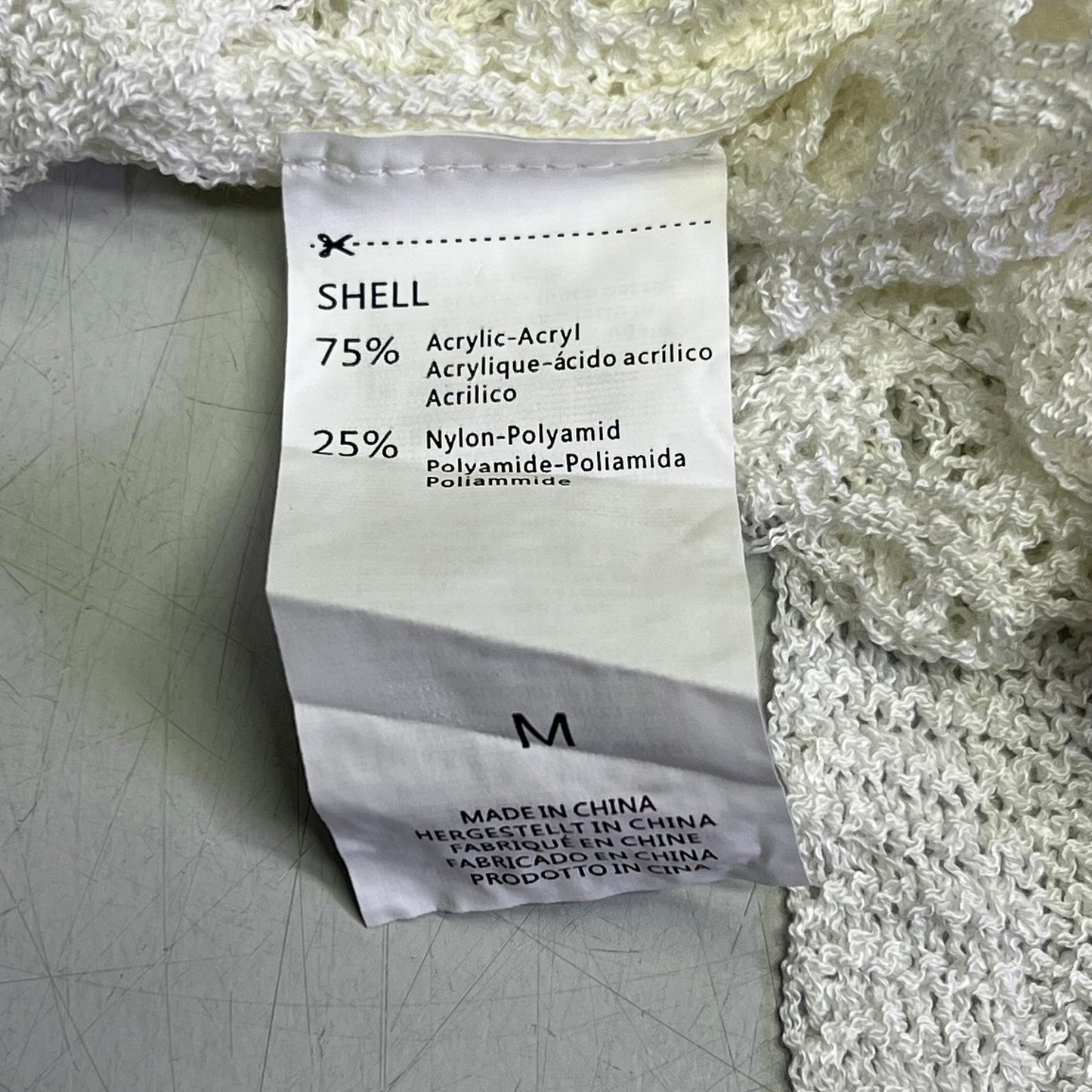 ATTRACO Crochet V Neck Flare Sleeve Swimsuit Coverup Women's Sz M White