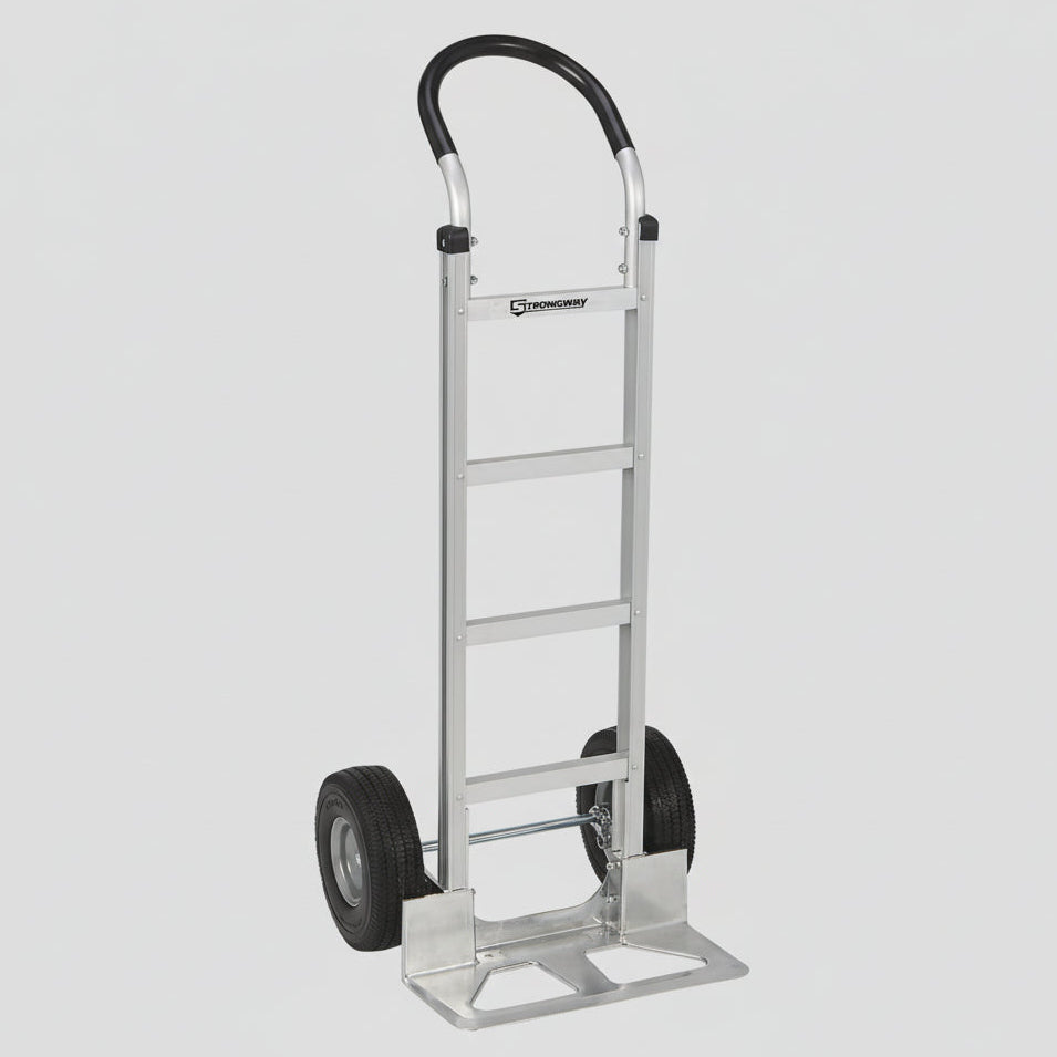 STRONGWAY Aluminum Hand Truck 600 Cap 10" Wheel 7" Toe Plate Silver/Black 67833