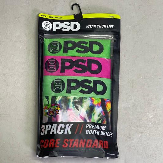 PSD (3 PACK) Neon Cannabis Men's Boxer Briefs Large NEON CANNABIS