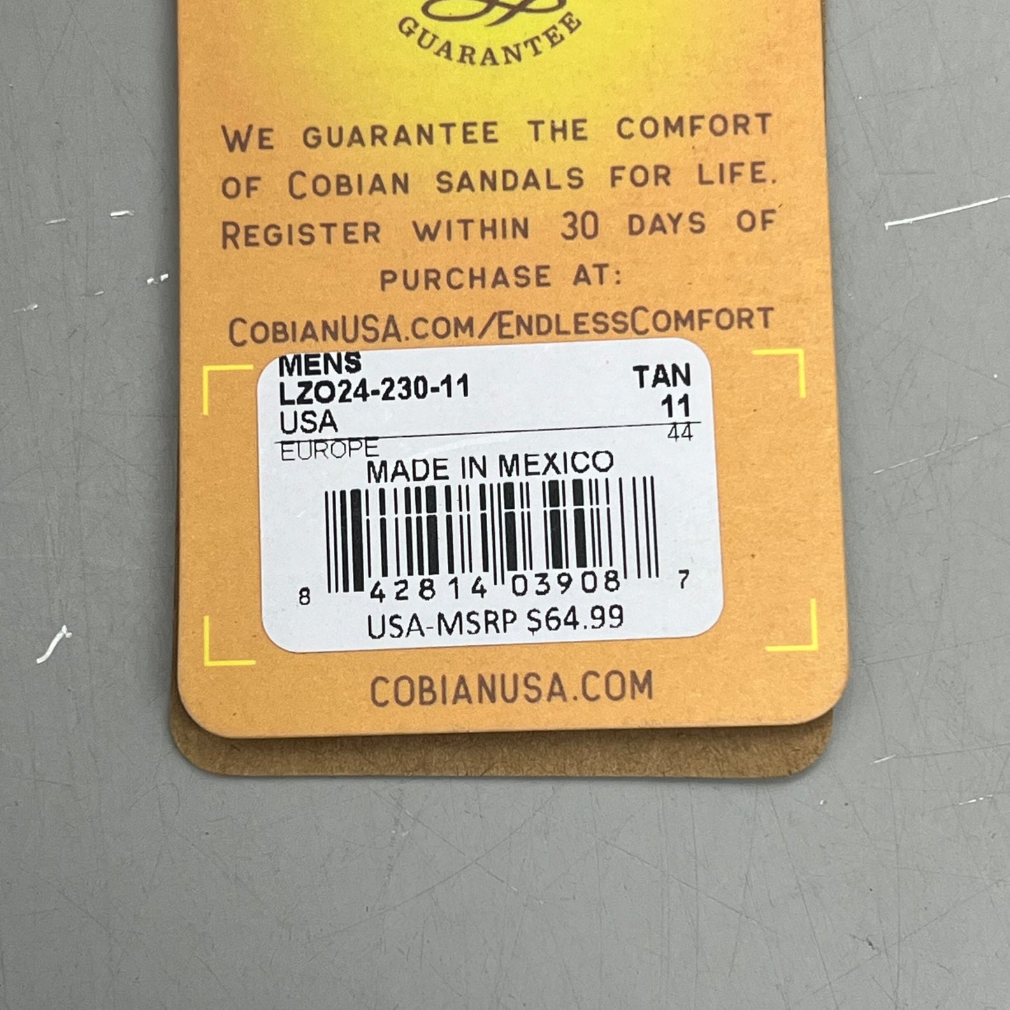 COBIAN Lazo Premium Leather Sandals Men's Sz 11 EU 44 Tan LZO-24-230-11