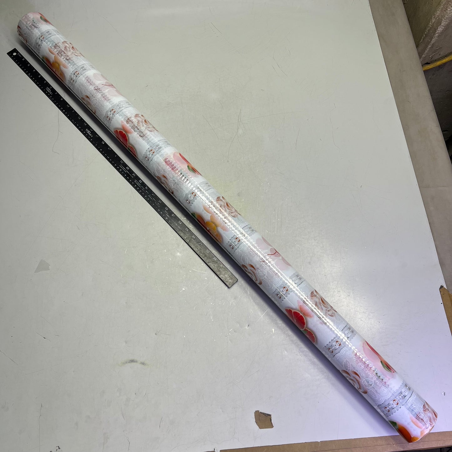 PVC Glossy Patchwork Faux Lace Floral Fruit Table Cloth 54"x60' Clear/Multicolor