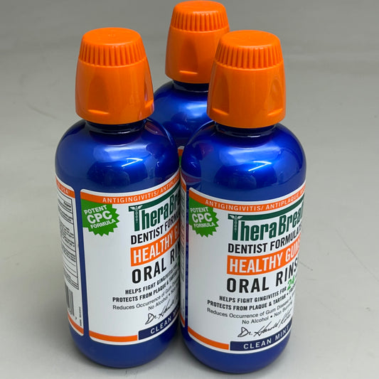 ZA@ THERABREATH (3 Pack) Healthy Gums Oral Rinse Clean Mint 16fl Oz