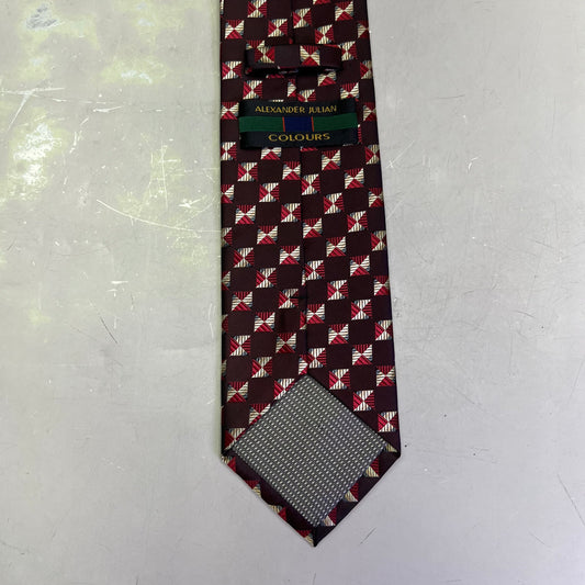 ALEXANDER JULIAN COLOURS Square Pattern Made Tie 64" Maroon/Red/Yellow