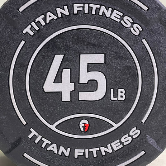 TITAN FITNESS Single Round Urethane Dumbbell 45lb Black & Chrome URDMBL_45S