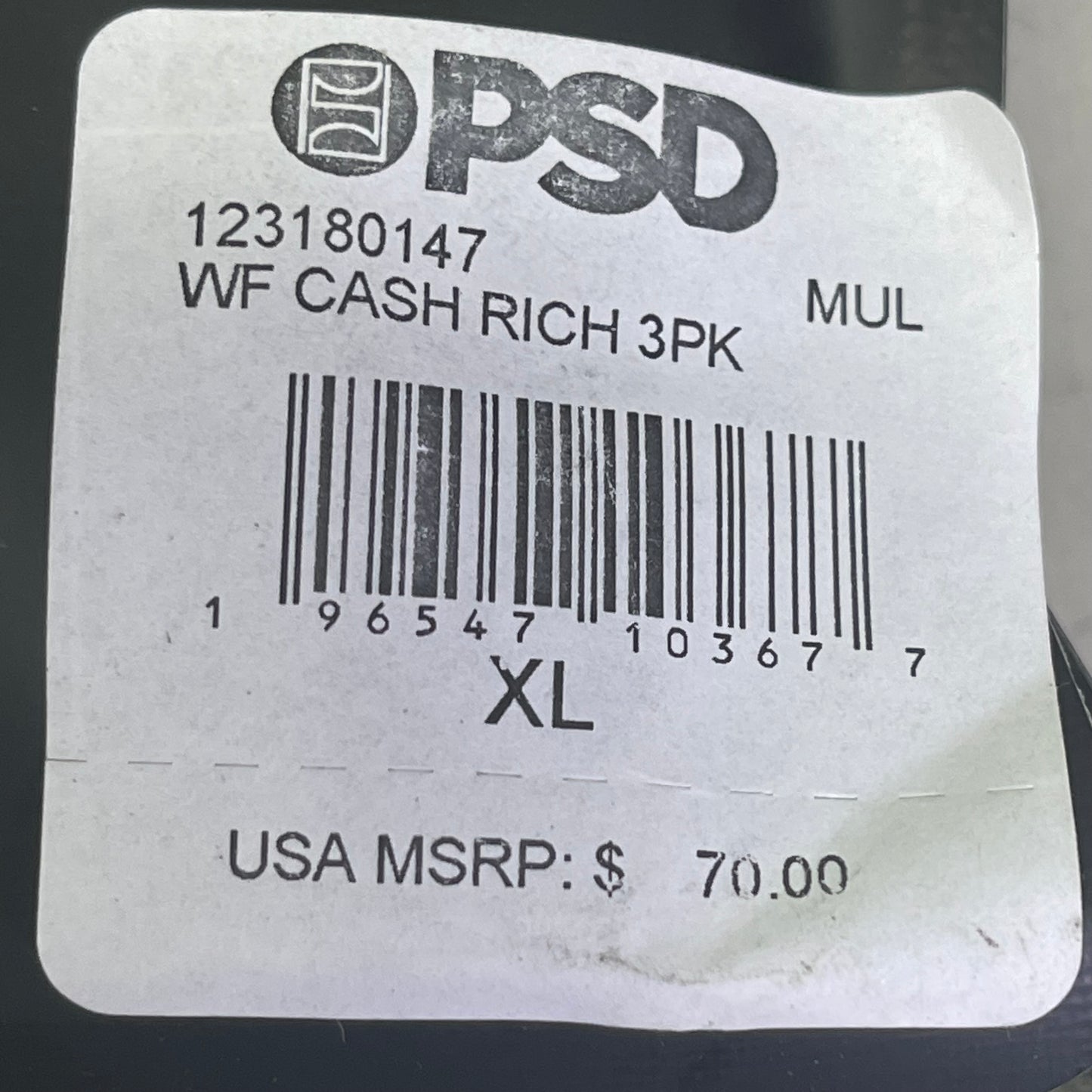 PSD (3 PACK) Warface Men's Boxer Briefs XL WF CASH RICH