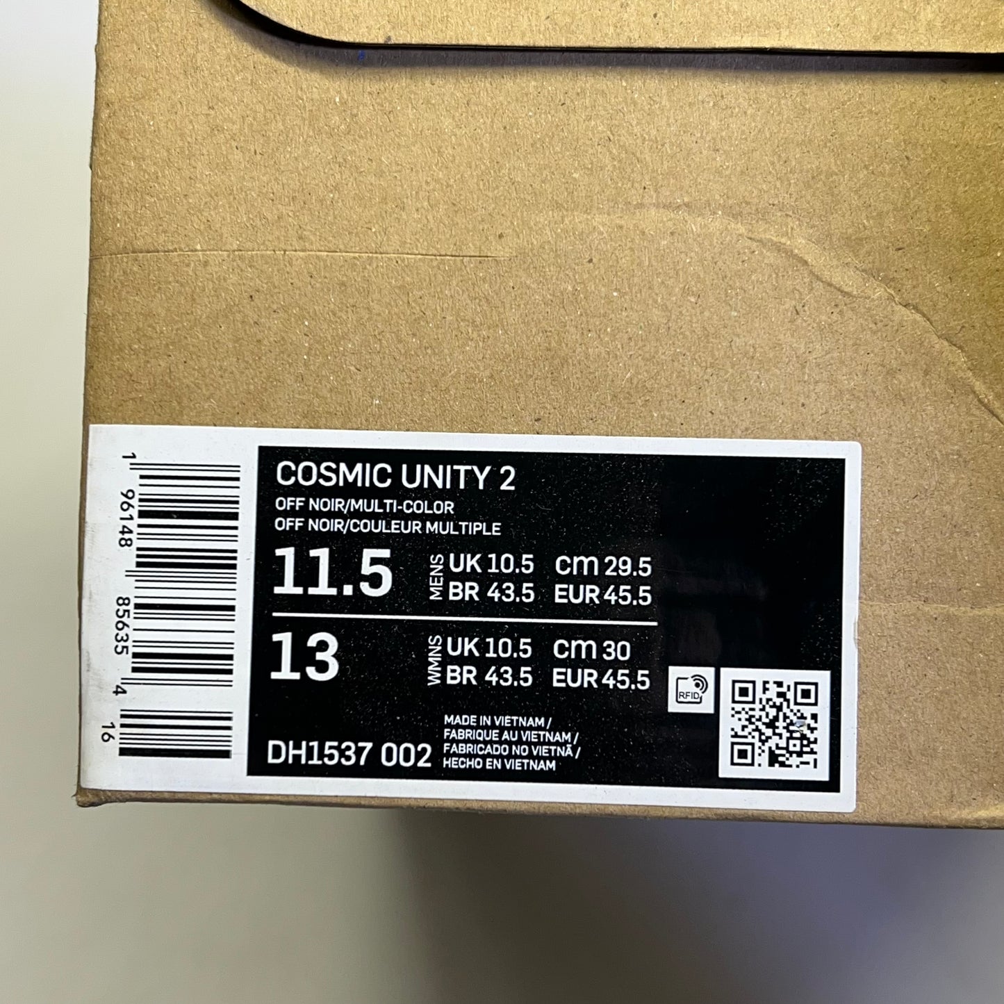 NIKE Cosmic Unity 'Better Off' Sneakers Men's Sz 11.5 Off Noir DH1537002