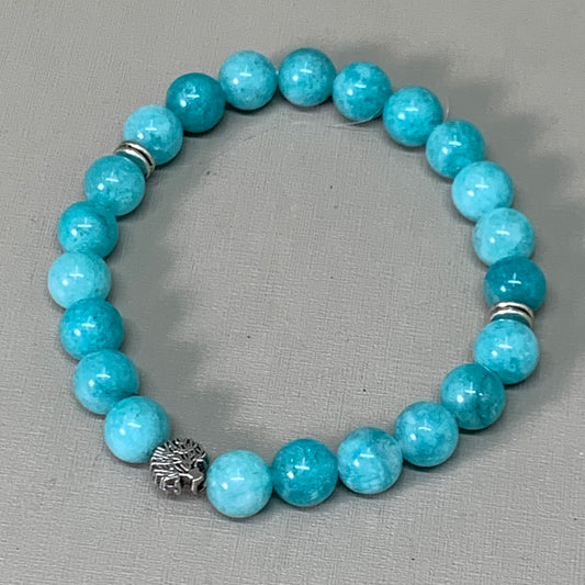 BEST WHOLESALE (12 PACK) Beaded Turquoise Crystal Bracelets 3" Silver Tree New