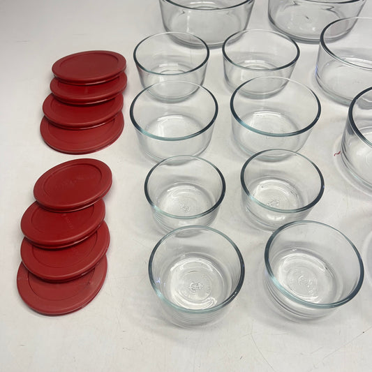 ZA@ ANCHOR (26 PIECE SET) Glass Food Storage Set Snug Fit Lids 1,2,3 & 7 Cup Red 14607ECOM A
