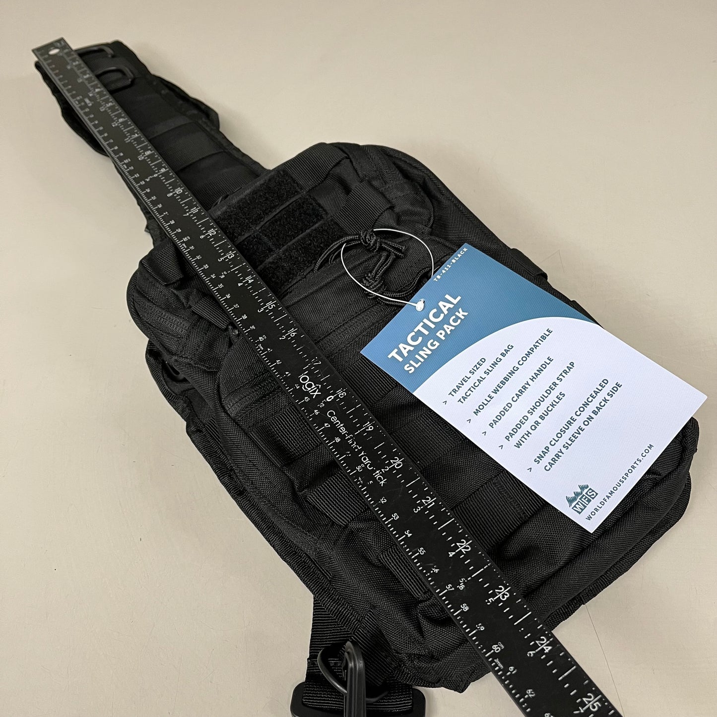 WORLD FAMOUS SPORTS Tactical Sling Travel Size Pack Padded Black TB-411-BLACK