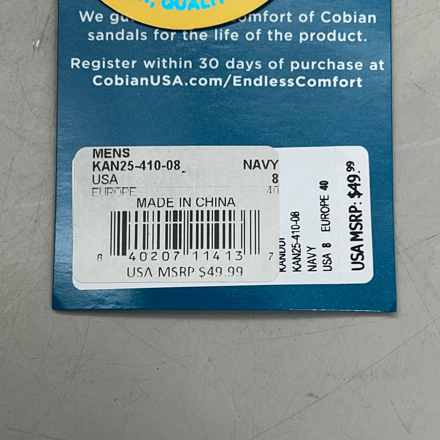 COBIAN Kandui Synthetic Leather Strap Sandals Men's Sz 8, EU 39.5 Navy KAN25-410-8