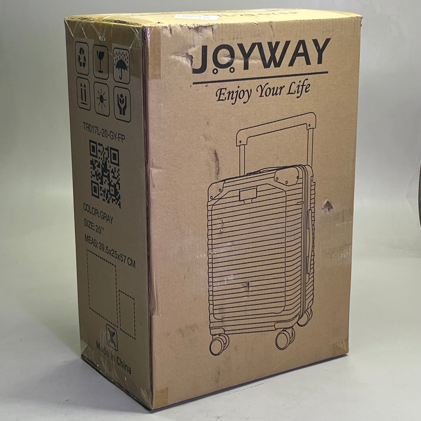 JOYWAY Aluminum Frame Carry-On Suitcase Sz 20", Dark Grey TR017L-20-GY-FP