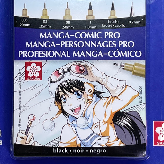 SAKURA (2-PACK) Pigma Micron Manga-Comic Pro Pens .20mm, .35mm, .5mm, 1mm Black 50201