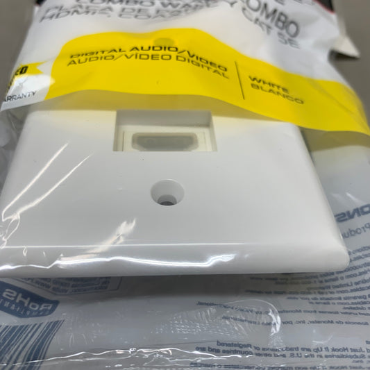 MONSTER Coax And Cat Combo Wall Plate 4"x3" White JHIU0071