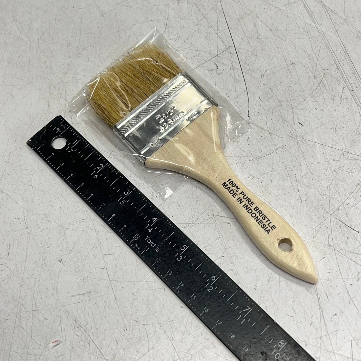 ZA@ DYNAMIC (6 PACK) White Bristle Chip Brush Wooden Handle 2-1/2" Tan 00018