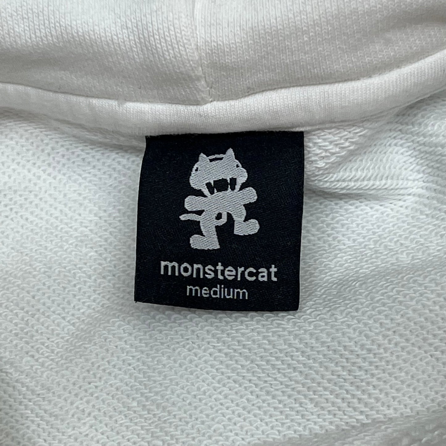 MONSTERCAT Synch Waist Hooded Pull Over Logo Hoodie Men's Sz M White/Black