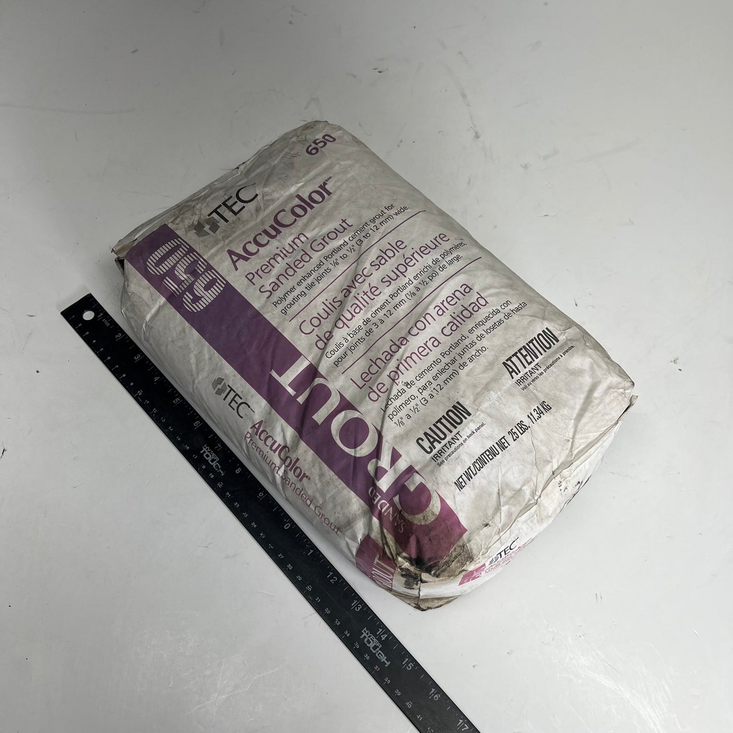 ZA@ TEC Accucolor Premium Sanded Grout Polymer Enhanced 25 Lb Bag 933 Standard Grey 650 |(As-Is)