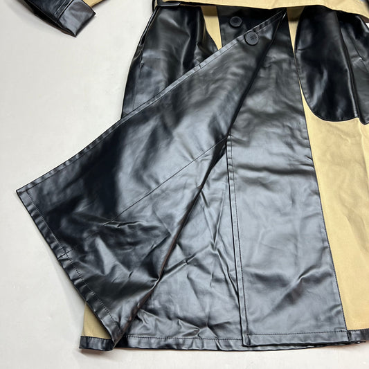 KOCHE MO & CO. Reversible Tie Around Trench Coat Unisex Sz M Khaki/Plaid/Black