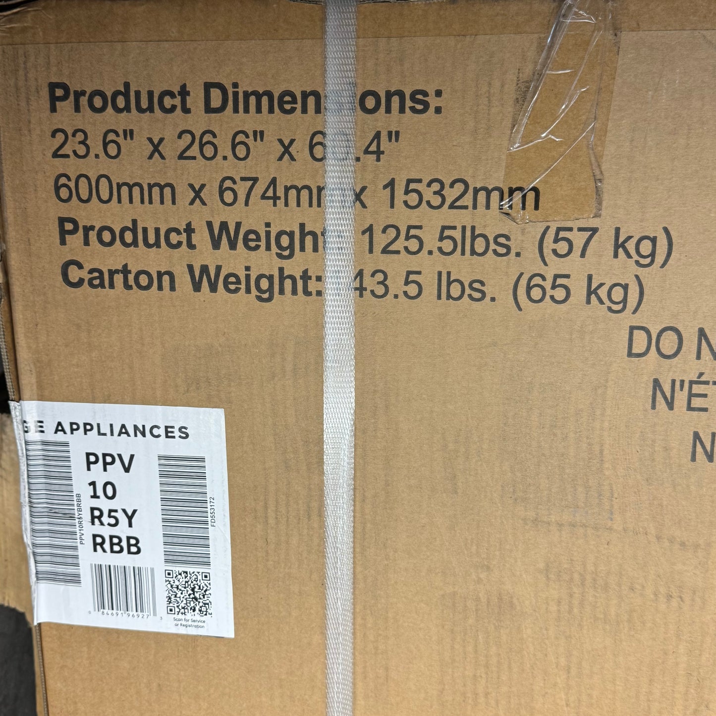 PROFILE RV Refrigerator w/ Freezer Sz 23.6" x 26.6" x 60.4" - PBV10RSTBSS