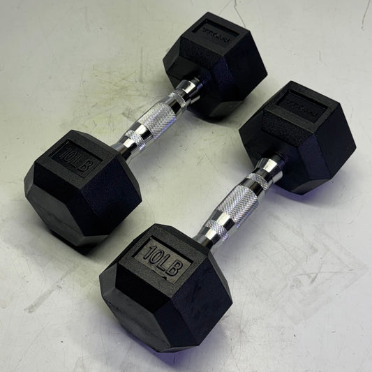 TITAN FITNESS (2 PACK) Black Rubber Coated Hex Dumbbell Single 10lb HEXDBB_10