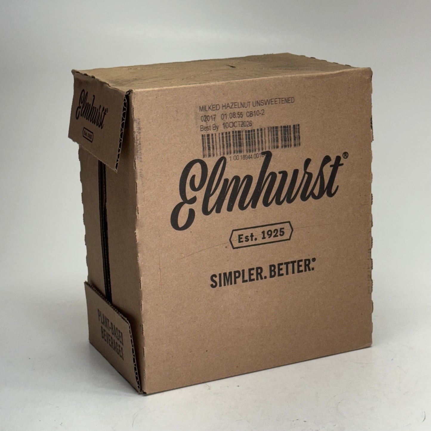ELMHURST (6 PACK) Milked Hazelnut Unsweetened 32 fl oz. BB 10/26