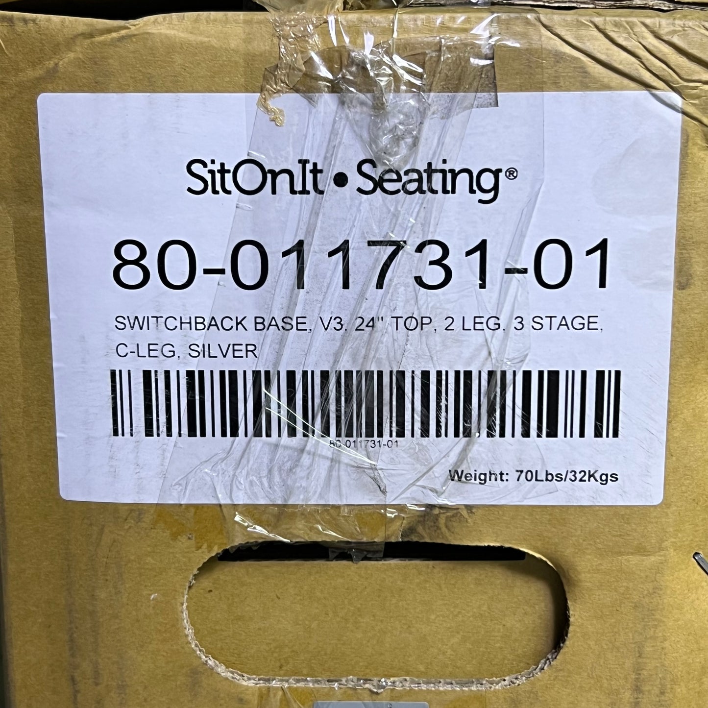 SITONIT SEATING Switchback Base V3 24" Top 2 Leg 3 Stage, Silver 80-011731-01