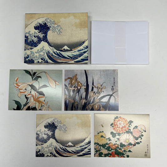 POMEGRANATE (2 PACK, 16 EACH) Hokusai Keepsake Boxed Notecards W/ Envelopes 4x5"