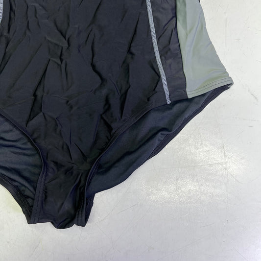 ATTRACO Slimming One Piece Athletic Racerback Swimsuit Women's Sz XL Black/Grey