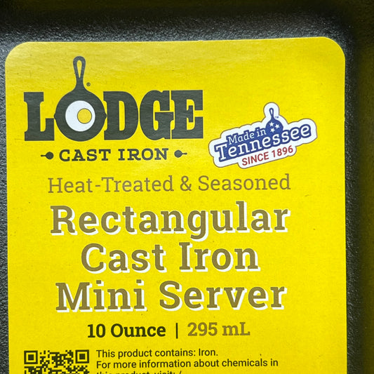 LODGE Heat-Treated Rectangular Cast Iron Mini Server Dishwasher Safe 10 Oz HMSRC